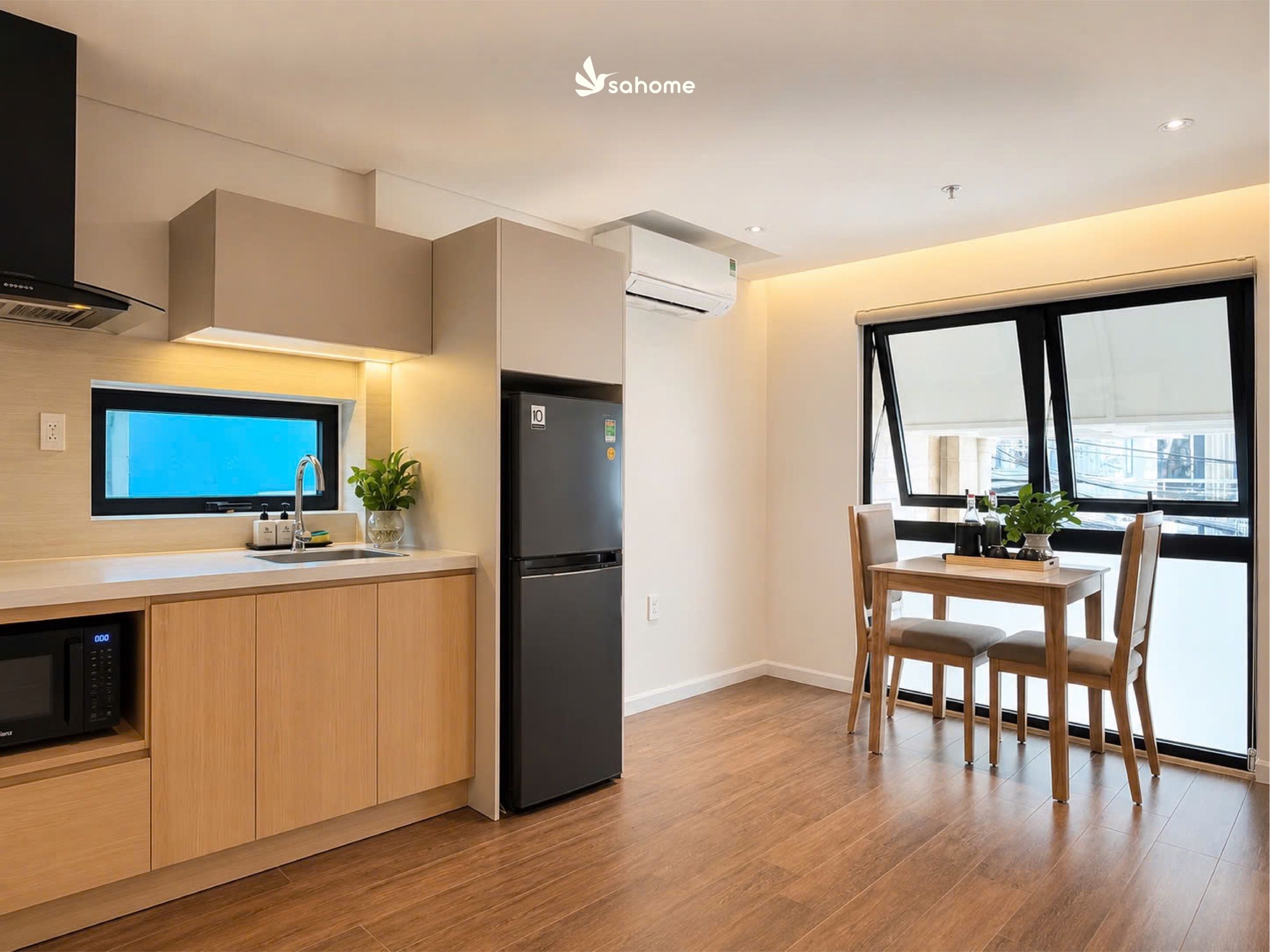 Our most spacious 1-bedroom: 45 m² with a dining area